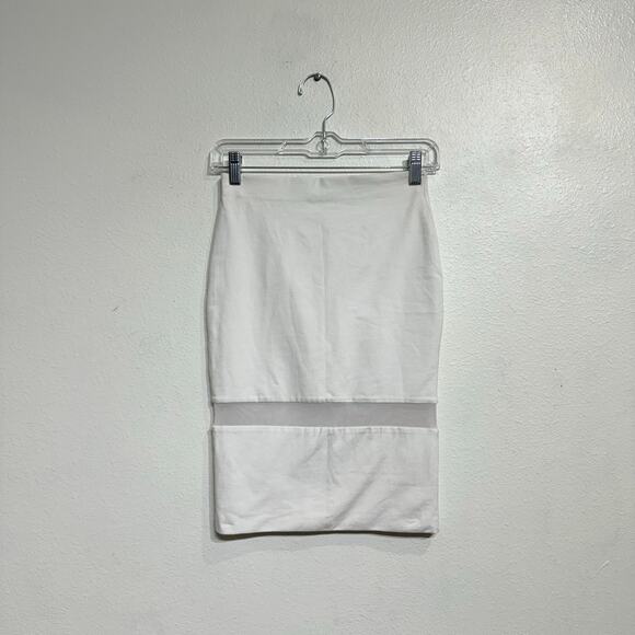 Zara White Sheer Panel Midi Pencil Skirt Sz S - Picture 1 of 10